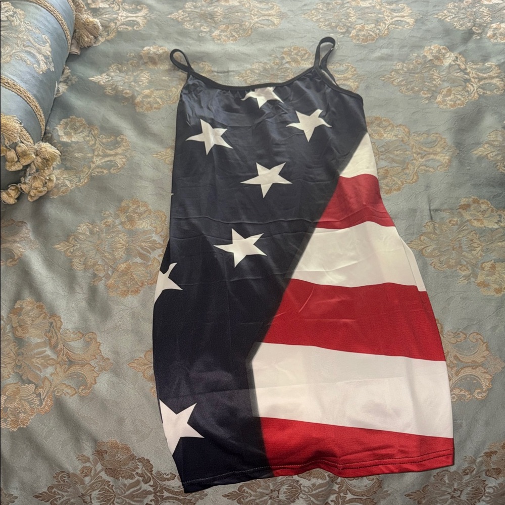American Flag Print Slip Dress - Stars & Stripes